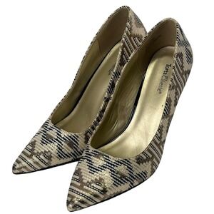 Gold Metallic Black Formal Dress Stiletto Pumps Heels 8.5M Torta Caliente